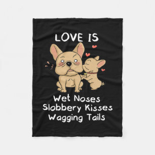 Bulldog Vater und Son Kisses Liebe Mein Hund Spric Fleecedecke