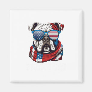 Bulldog Vater USA Flagge 4. Juli Hunde Vater Magnet