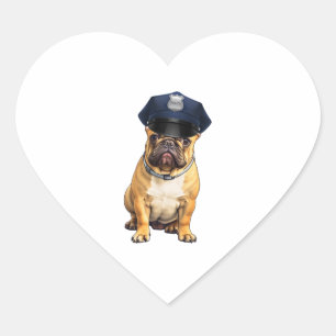Bulldog-Wear-Polizeihut Herz-Aufkleber