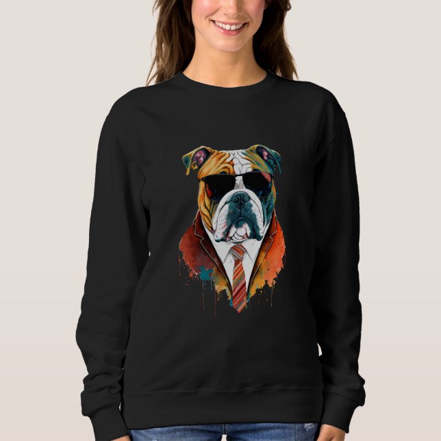 Bulldog Wearing Colorful Suit Cool English Bulldog Sweatshirt (Vorderseite)