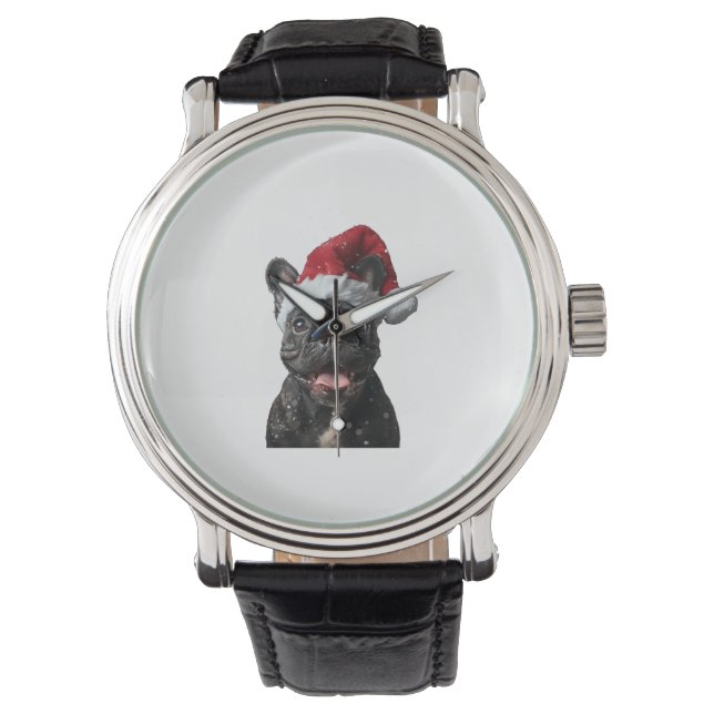 Bulldog Weihnachten Armbanduhr (Vorderseite)