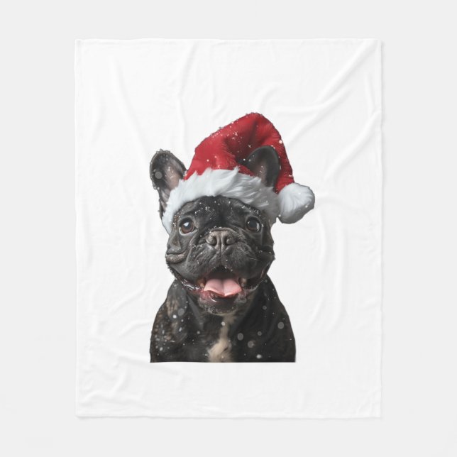 Bulldog Weihnachten Fleecedecke (Vorderseite)