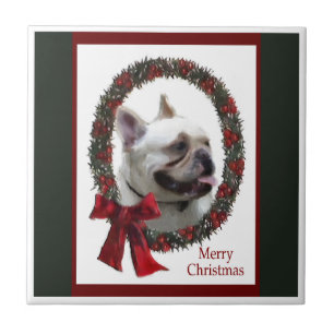 Bulldog Weihnachten Fliese