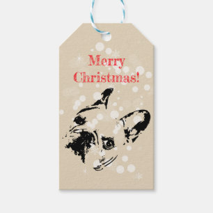 Bulldog Weihnachten Geschenkanhänger
