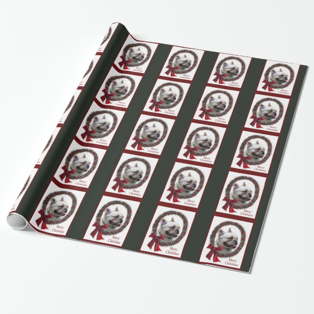 Bulldog Weihnachten Geschenkpapier (Ungerollt)
