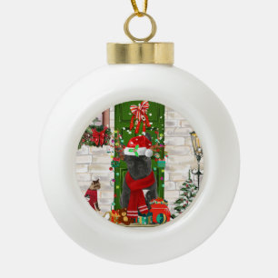 Bulldog Weihnachten Keramik Kugel-Ornament