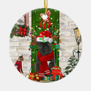 Bulldog Weihnachten Keramik Ornament