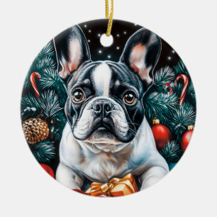 Bulldog Weihnachten Keramik Ornament