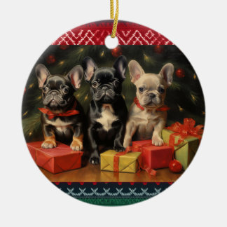 Bulldog Weihnachten Keramik Ornament