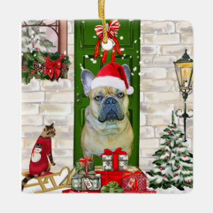 Bulldog Weihnachten Keramikornament