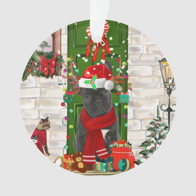 Bulldog Weihnachten Ornament (Vorderseite)
