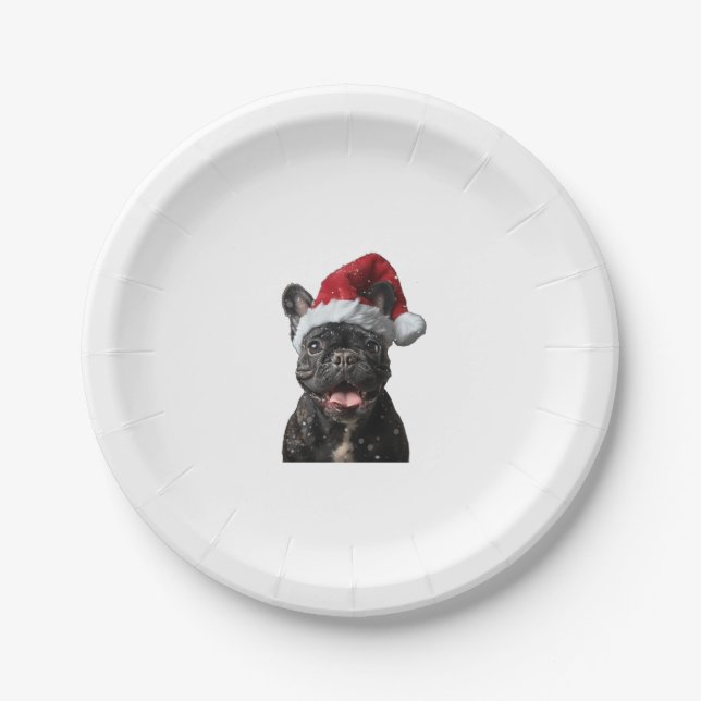 Bulldog Weihnachten Pappteller (Vorderseite)