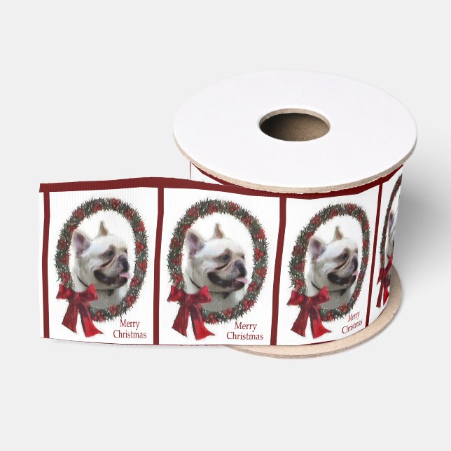Bulldog Weihnachten Ripsband (Spule)