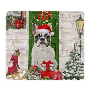 Bulldog Weihnachten Schneidebrett