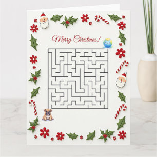 Bulldog-Weihnachts-Labyrinth-Puzzle-Feiertag Karte