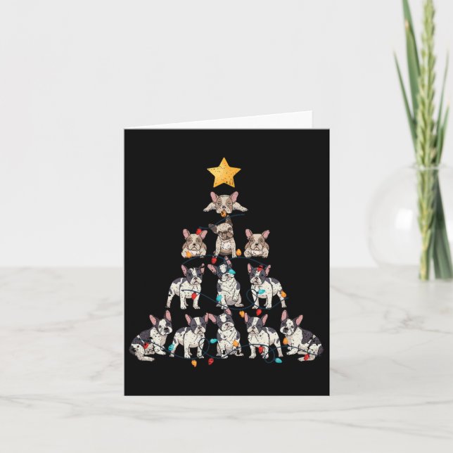 Bulldog Weihnachtsbaum Frenchie Dog Xmas Pjs Pajam Karte (Vorderseite)