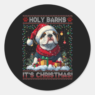 Bulldog Weihnachtsbaumleuchten Dekorationen Hunde  Runder Aufkleber