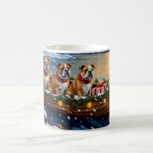 Bulldog-Weihnachtsboot-Feiertag Kaffeetasse
