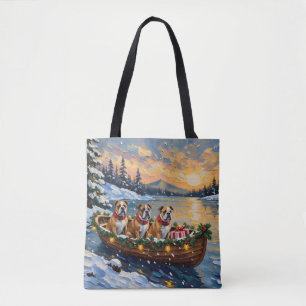 Bulldog-Weihnachtsboot-Feiertag Tasche