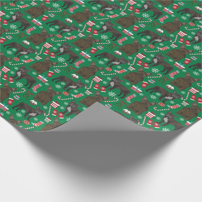 Bulldog-Weihnachtsfeiertag Geschenkpapier (Ecke)