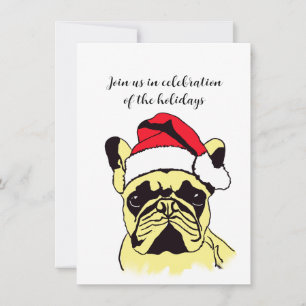 Bulldog-Weihnachtsfest-Cartoon Einladung