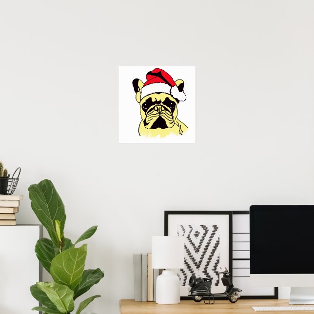 Bulldog-Weihnachtsfest-Cartoon Poster (Heimbüro)