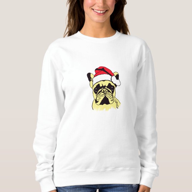 Bulldog-Weihnachtsfest-Cartoon Sweatshirt (Vorderseite)