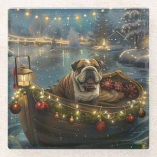 Bulldog Weihnachtsfest Glasuntersetzer