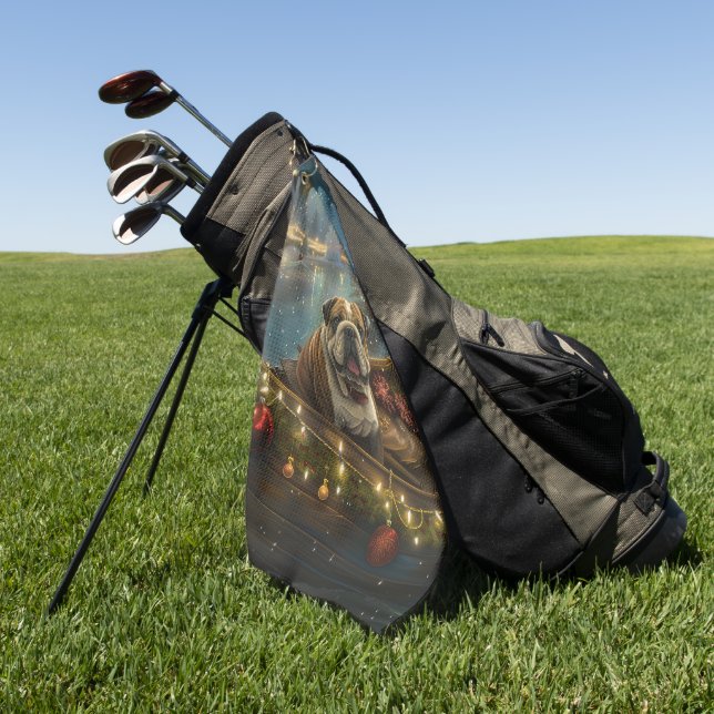 Bulldog Weihnachtsfest Golfhandtuch (Gras)