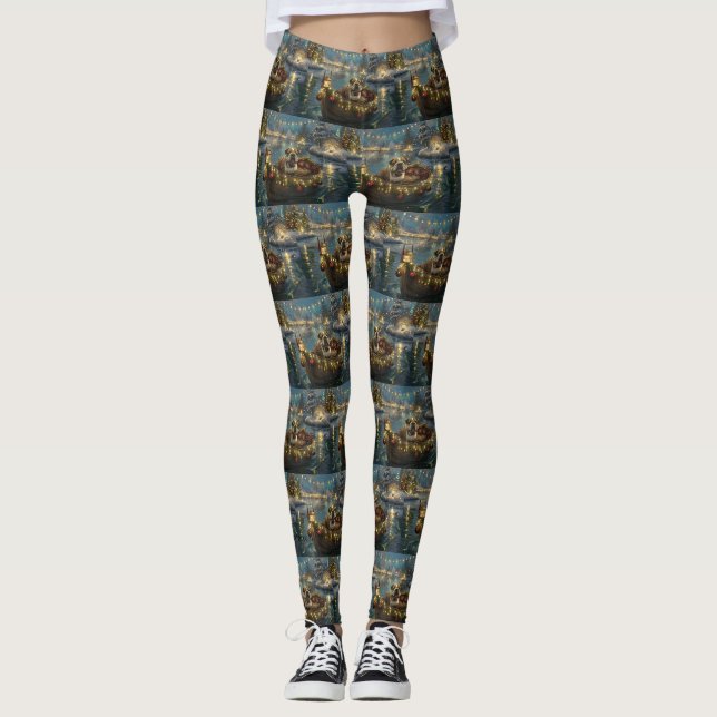 Bulldog Weihnachtsfest Leggings (Vorderseite)