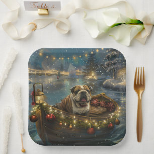 Bulldog Weihnachtsfest Pappteller