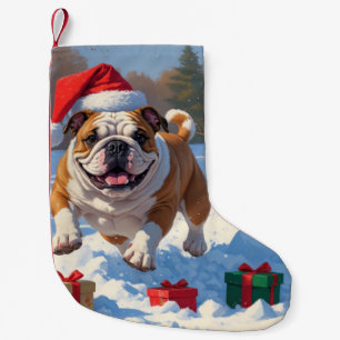 Bulldog-Weihnachtsfest-Schneeszene Kleiner Weihnachtsstrumpf