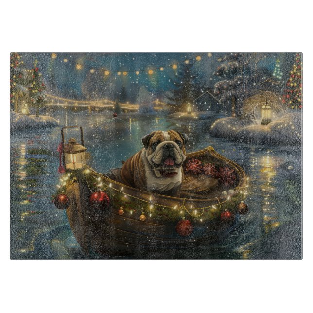 Bulldog Weihnachtsfest Schneidebrett (Vorderseite)