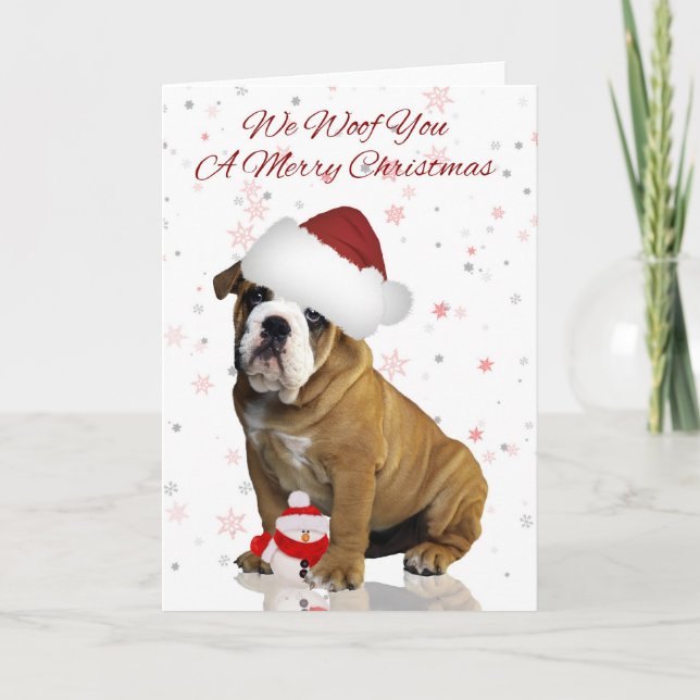 Bulldog Weihnachtskarte Feiertagskarte (Vorderseite)