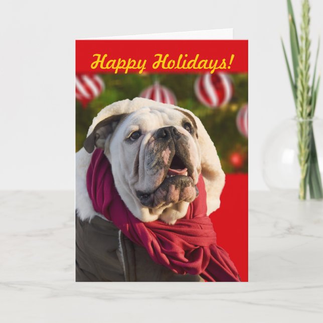 Bulldog Weihnachtskarten Feiertagskarte (Vorderseite)