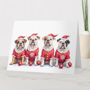Bulldog-Weihnachtskleid mit Santa-Hut Karte
