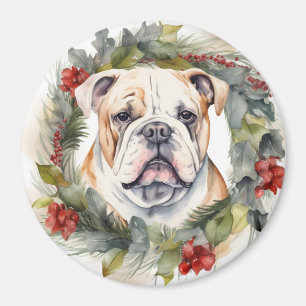 Bulldog Weihnachtskranz Festiver Hund Magnet