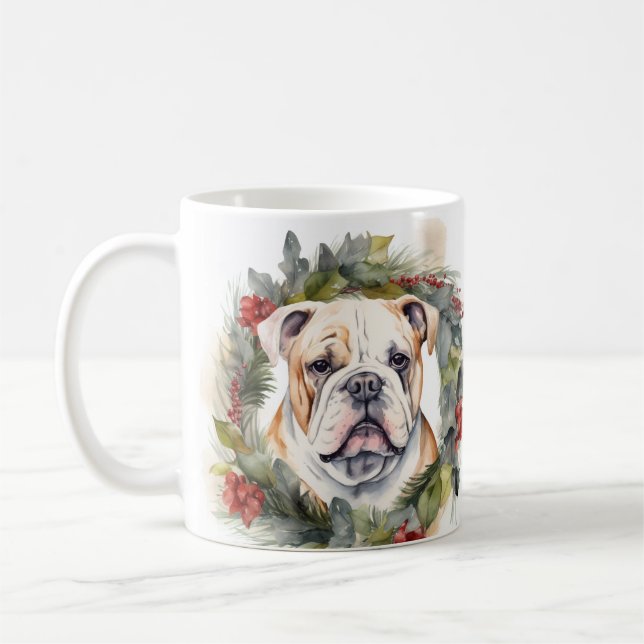 Bulldog Weihnachtsmann Kaffeetasse (Links)