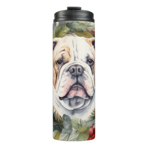 Bulldog Weihnachtsmann Thermosbecher