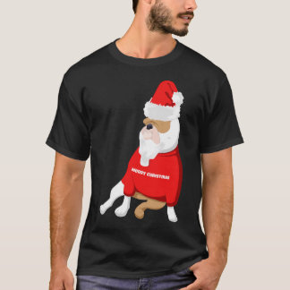 Bulldog Weihnachtsmann Weihnachtskostüm T-Shirt