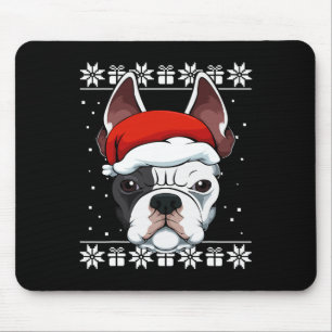 Bulldog Weihnachtsmannmütze Christmas Pajama Niedl Mousepad