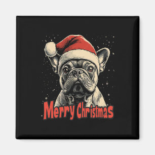 Bulldog Weihnachtsmannmütze Frohe Weihnachten Weih Magnet