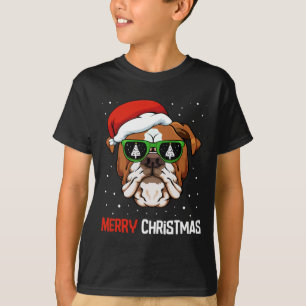 Bulldog Weihnachtsmannmütze Weihnachten Pajama Dog T-Shirt