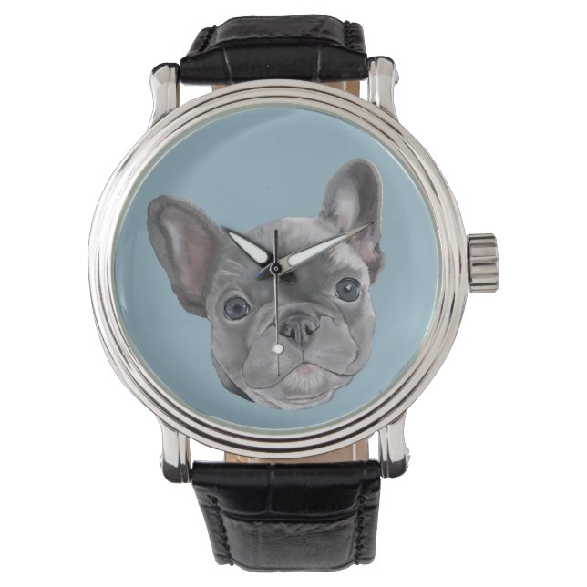 Bulldog Welpe Armbanduhr (Vorderseite)