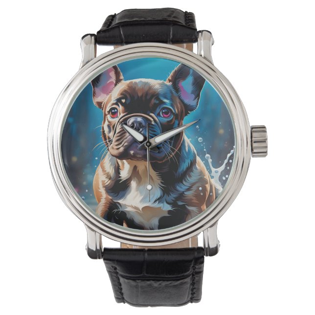 Bulldog Welpe Armbanduhr (Vorderseite)