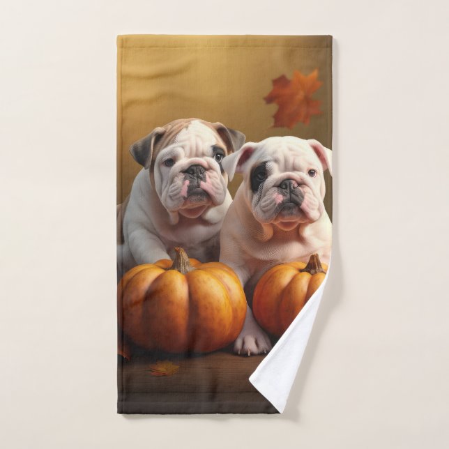 Bulldog Welpe Autumn Delight Pumpen Badhandtuch Set (Handtuch)