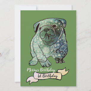 Bulldog-Welpe-Birthday-Einladung Französische Bull Einladung