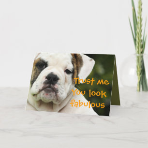 Bulldog-Welpe, die sich lustig altert, Geburtkarte Karte