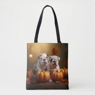 Bulldog Welpe Herbstfreude Kürbis Tasche