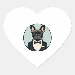 Bulldog Welpe Herz-Aufkleber